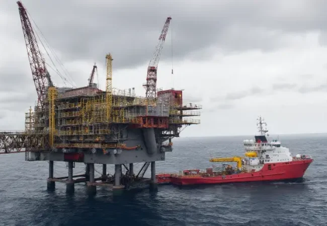 Oil Platform with Supply Vessel